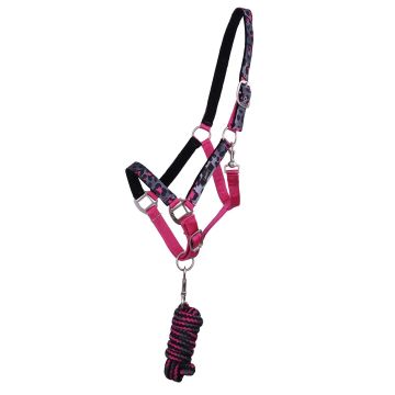 QHP Halterset with turnout collection Pink Leopard Shet