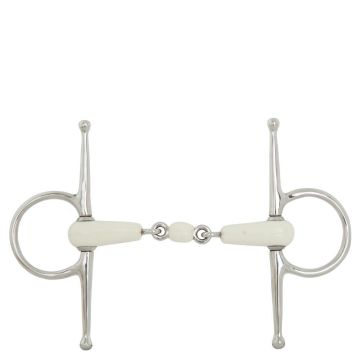 BR Double Broken Gag Snaffle Combo Comfort 18 mm Scissors 165 mm 13,5 Wit/zilver