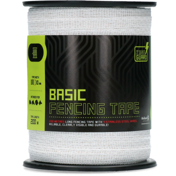 ZoneGuard 10 mm Basic fence tape Wit 200 m