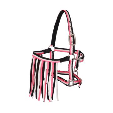 MHS Halter "Stripe" with rope and fly fringe Extra Full Pink
